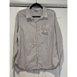 Old Navy Womens Striped Button Up Top‎ Size XL UFO Wacky Unique Eclectic Nerd